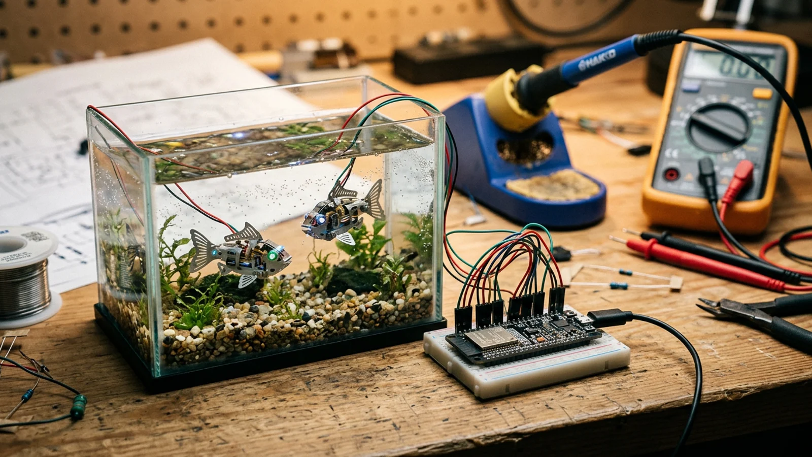 A 14M-Parameter LLM Keeps a Virtual Fish Tank Alive on an $8 Chip